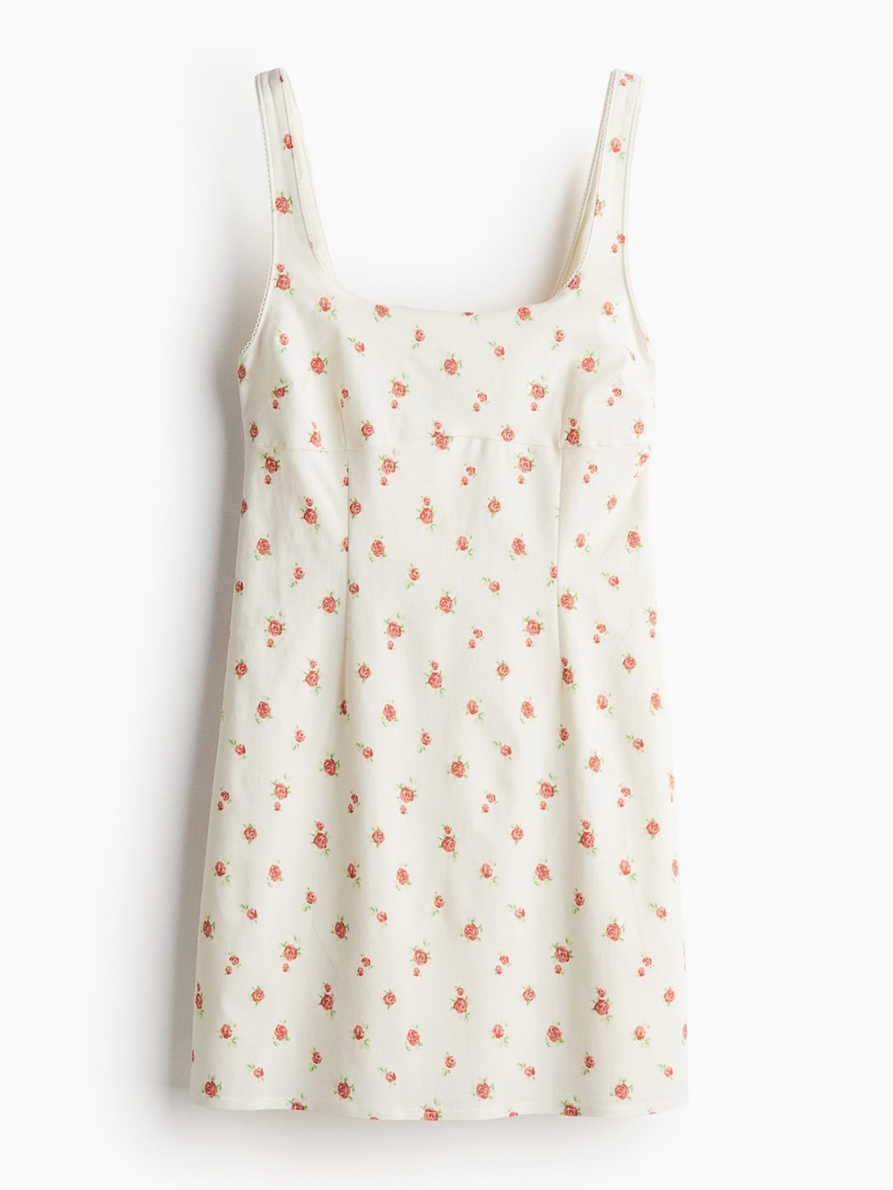 H&M Divided Cream Mini Dress with Red Rose Print
